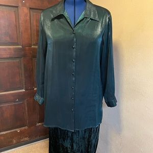 Beautiful dark green Rayon blouse and crushed velvet skirt